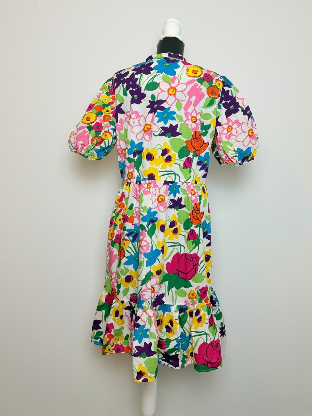 J. Crew Colorful Floral Puff-Sleeve Midi Dress Size 14 - Picture 3 of 14